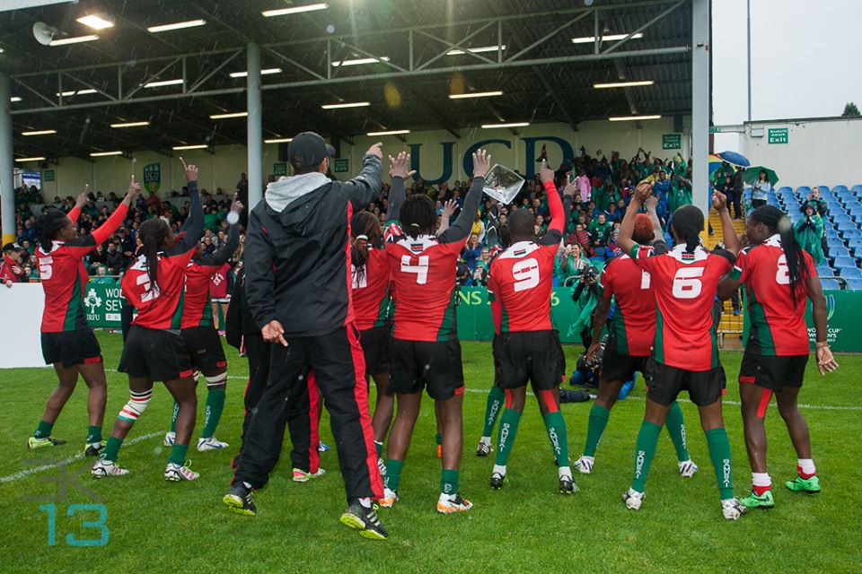 Consulting Coach Aschin Klein celebrating with the Kenya lionesses