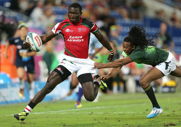 Bush Mwale in action for Kenya 7s against South Africa