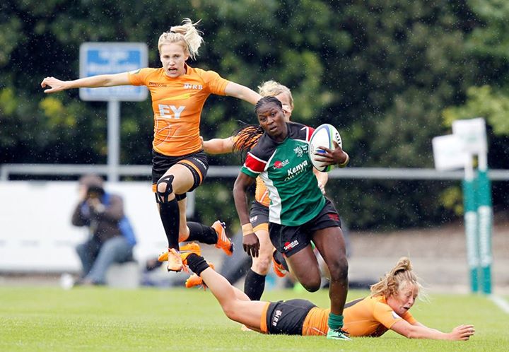 Janet Okello leaves Dutch opponents for dead.