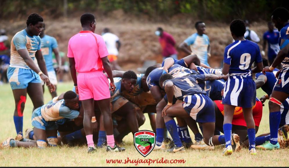 A scrum situation involving Northern Suburbs and Strathmore Leos (right) at Madaraka grounds on February 13